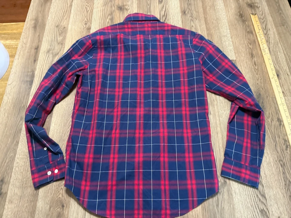 Express Shirt, Men's Size Medium, Red Blue, Plaid, Long Sleeve Button Up - Image 2 of 4