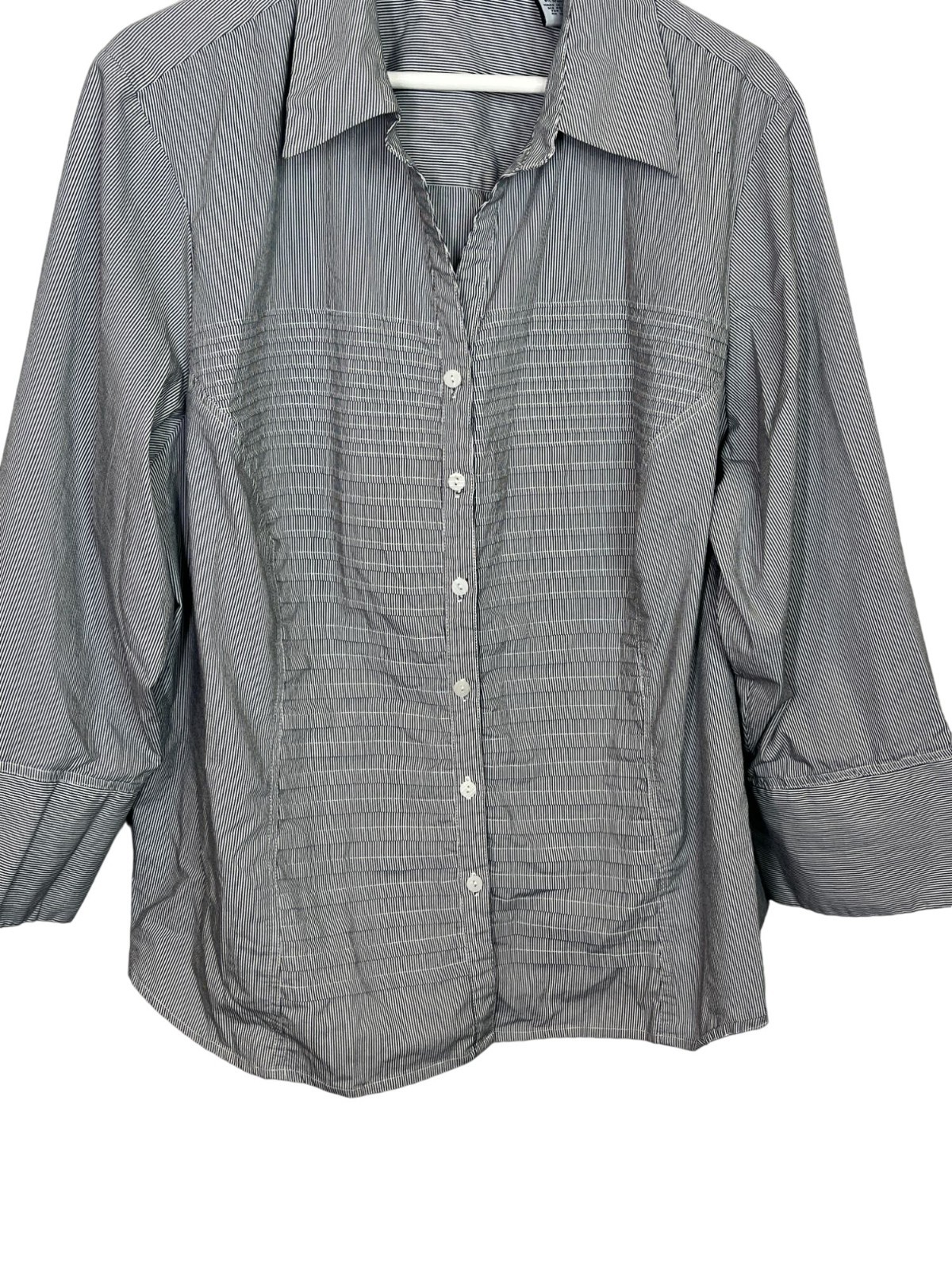 Larry Levine Plus 3X Button Down Blouse Gray Blac… - image 9