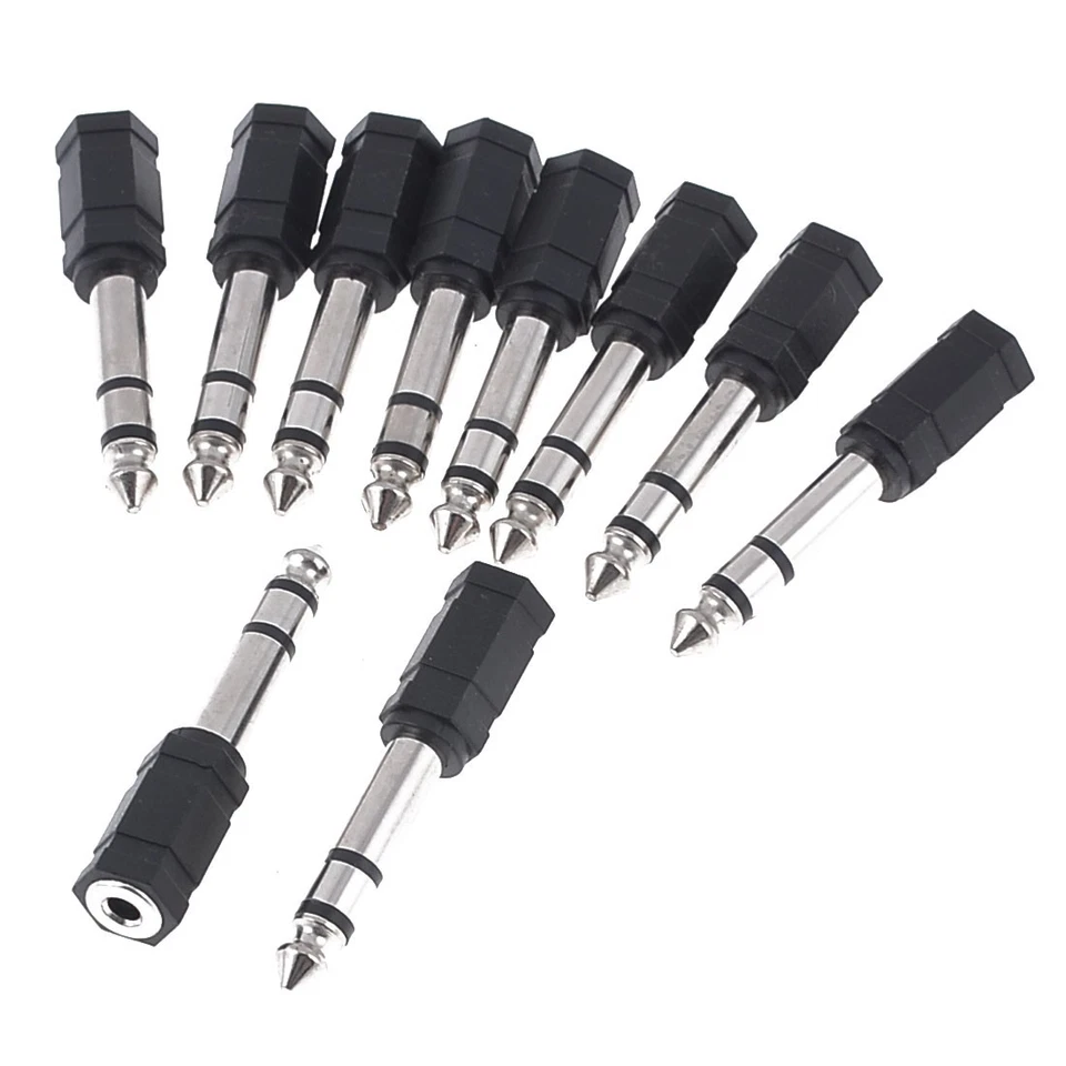 Lot de 10 embouts 6,35mm stéréo mâle vers 3,5mm Femelle Jack Adaptateur Audio - Photo 1/1