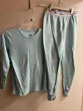 Coldpruf Women’s Thermal Set Shirt & Pants M Medium Teal Bust 36” Waist 30” Blue