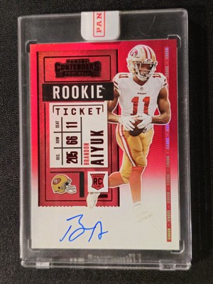 2020 Panini Contenders Team Helmet Red Zone Auto #110 Brandon Aiyuk RC   49ers 