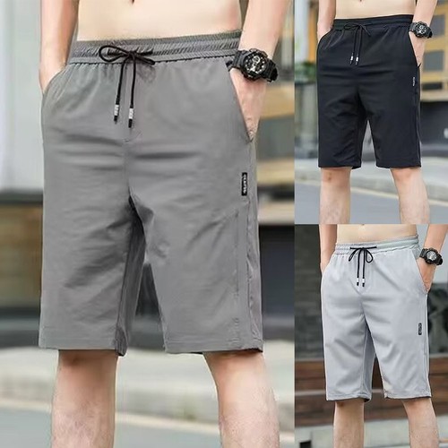 Elastic Waistband Men's Solid Color Shorts Quick Drying for Casual Use - Picture 1 of 22