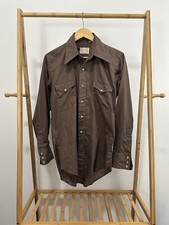 VTG 70s Wrangler Pearl Snap Single Needle Western Long Sleeve Shirt Size L