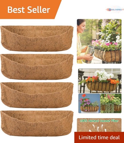 4 Pack Coconut Coir Liners 24 Inch Breathable for Window Planters, Outdoor Use
