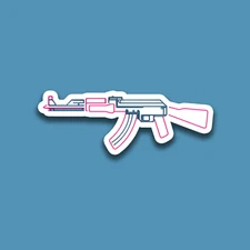 Retro AK47 Neon Sticker 5 inch Vinyl Decal Soviet Rifle Neon Style