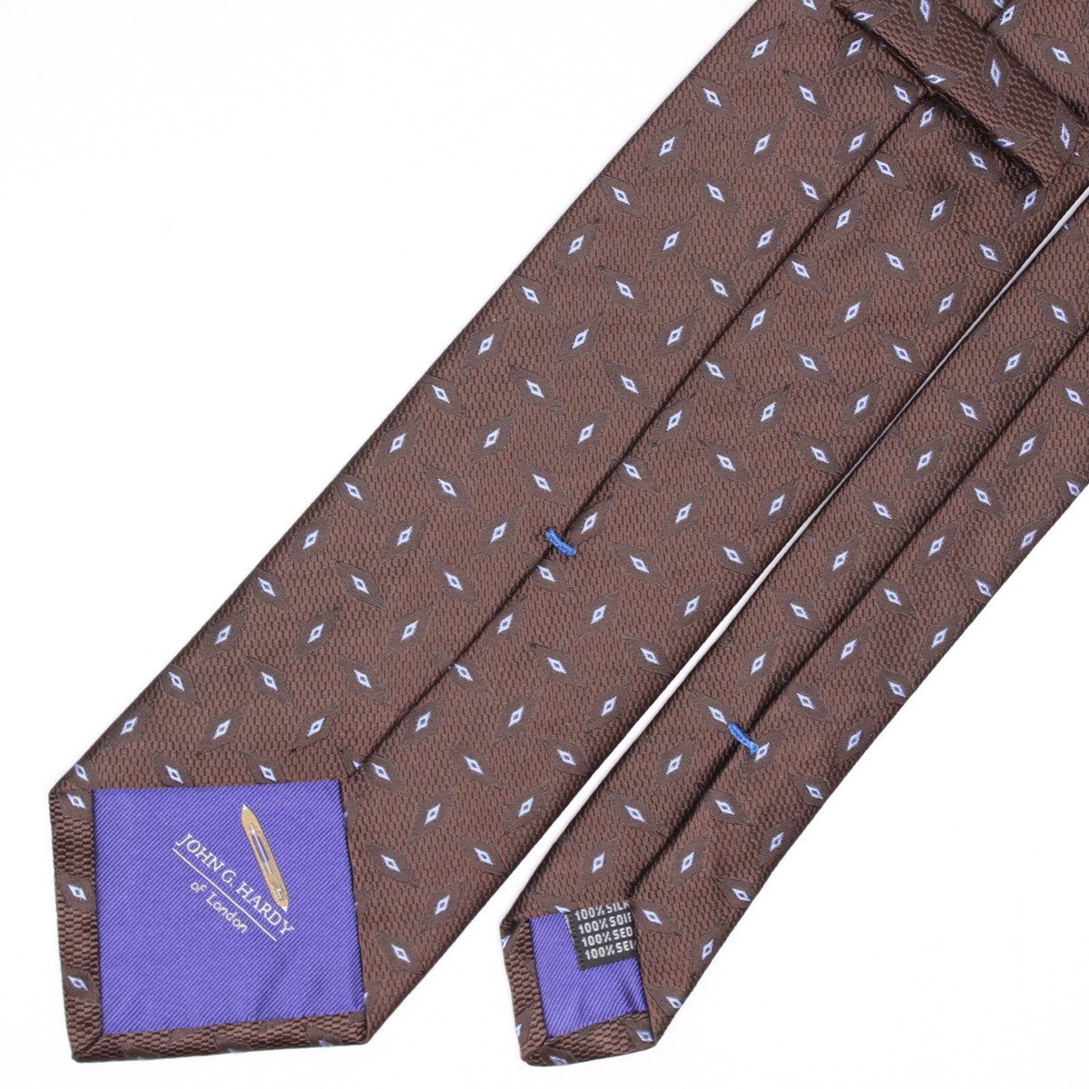 Cravate John G. Hardy Of London En Soie 100% - Blanche, Made In Italy - Neuf Sans étiquette