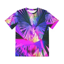 All Over Print T Shirt Psychedelic Neon Tropical Futuristic Nature Colorful