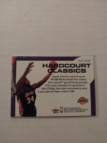 2001 Fleer NBA Card Shaquille O'neal Hardcourt Classics LAKERS HOF #9 OF 15 - 第 2/3 張圖片