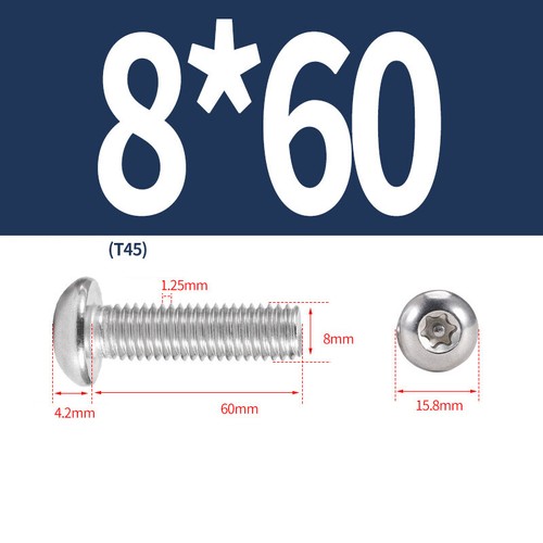 TORX BUTTON HEAD SECURITY BOLTS, ANTI VANDAL SCREWS M3 M4 M5 M6 M8 M10 STAINLESS - Picture 69 of 80