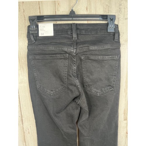 MNG Sienna Black 5-Pocket Raw Hem High Waist Flare Cropped Jeans Size EU 34 US 2 - Picture 10 of 16