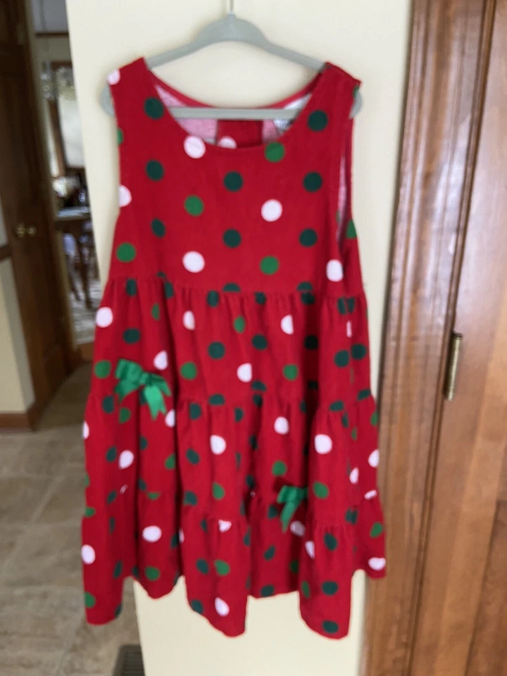 Vestido Jersey Niña Cordón Rojo Con Lunares Verdes y Blancos Talla 6X EDICIONES RARAS Foto 3 de 4