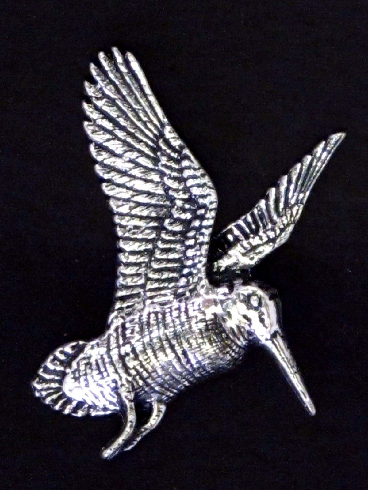 Spilla Woodcock In Peltro – Artigianale Britannica, Uccello Da Caccia