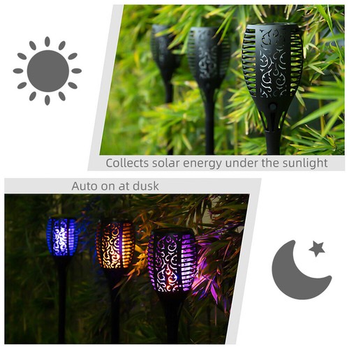 LED Flame Solar Torch Light Waterproof Garden Lantern Lamp Flickering Dancing - Picture 10 of 29