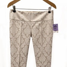 ELIE TAHARI Women's Damask Cream Ivory Elegant Cropped Pants - 6 NEW ORP: 248