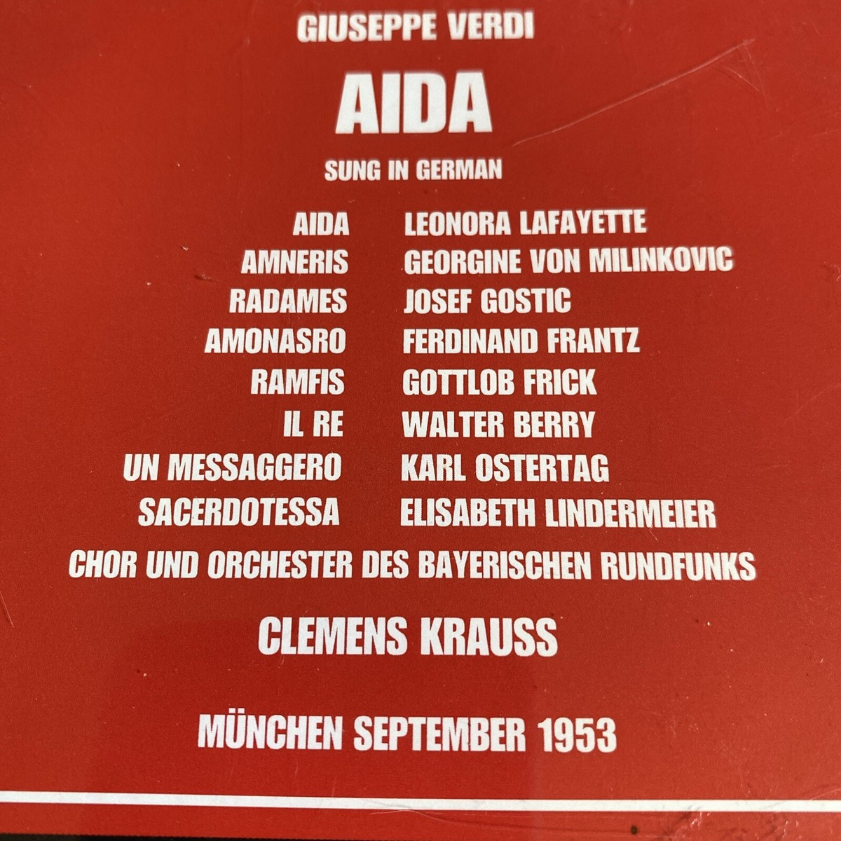 Aida - Clemens Krauss (2 CD Set) 1953 4035122650075| eBay