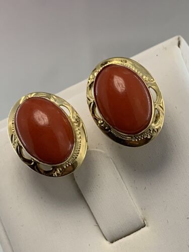 orecchini earrings CORALLO rosso mediterraneo CORAL solid gold ORO 18 KT-750°/ - Imagen 9 de 12