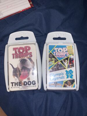 OLYMPIC LEGENDS 2012 und der Hund Artlist Sammlung TOP TRUMPS Kartenspiel
