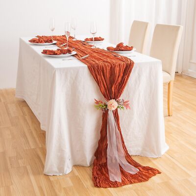 Terracotta Orange 1 x Table Runner and 6 x Napkins Set Table Decor Cheeseclot...