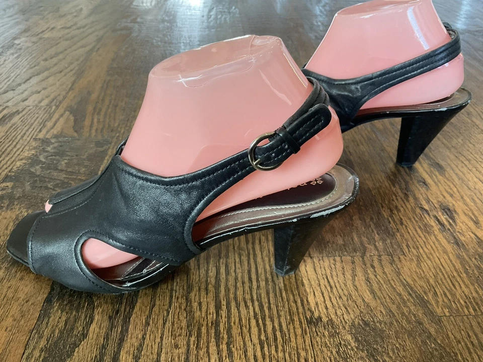 Naturalizer N5 Comfort Wowza Tacones de Cuero Negro Eslinga Trasera Para Mujer EE. UU. Talla 8 W Foto 3 de 4