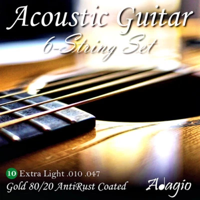 ADAGIO PRO - Coated Bronze 80/20 Acoustic Guitar Strings - Light Gauge 10 47