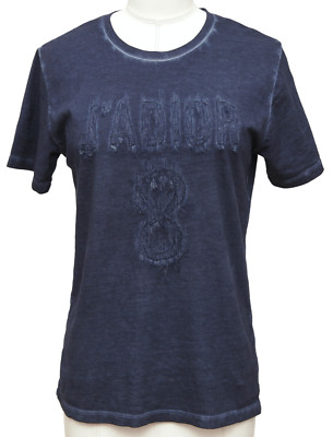 CHRISTIAN DIOR Top T-Shirt Tie-Dye Navy Blue Denim J'ADIOR 8 Short