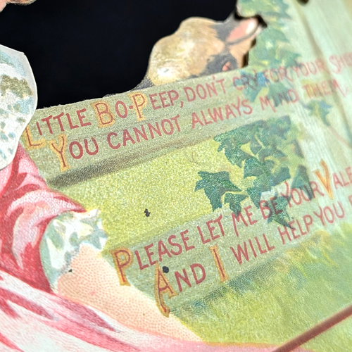 Grande Biglietto San Valentino Vintage Meccanico Die Cut Little Bo Peep Peep - Foto 5 di 8
