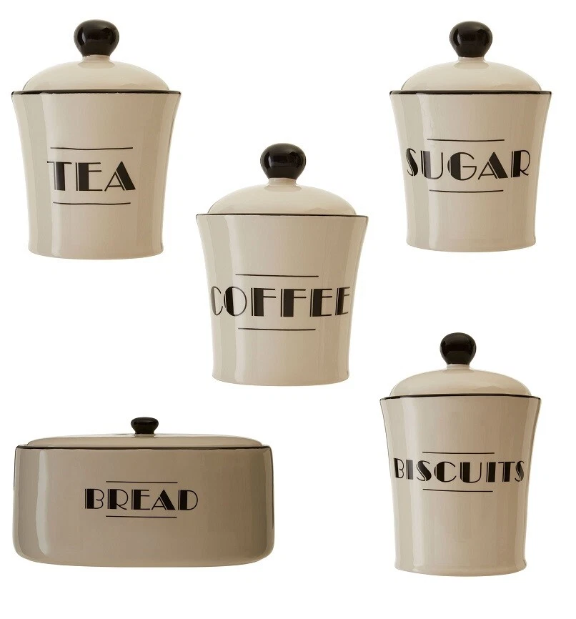 Broadway Tea Coffee Sugar Biscuits or Bread Bin Jars Canisters For