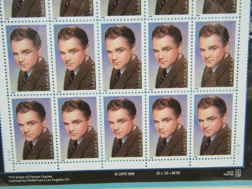JAMES CAGNEY LEGENDS OF HOLLYWOOD FRAMED 20 STAMP SHEET 33 CENT 1998 12 X 15 - Picture 5 of 6