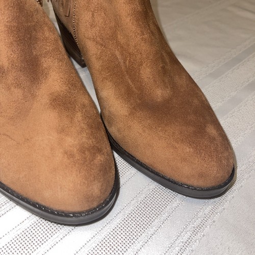 Naturalizer Boots Womens 8.5W Zeline Fringe Ankle Booties Brown Leather Side Zip - Picture 2 of 10