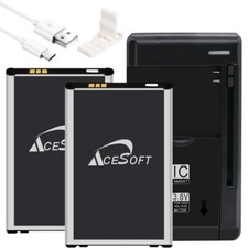 2x 3000mAh Battery Universal Charger Cable Bracket f Kyocera DuraTR E4750 Phone