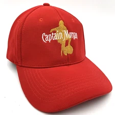 Captain Morgan Rum Hat Red Strap Back With Initial Logo Bar Party Beach Cocktail