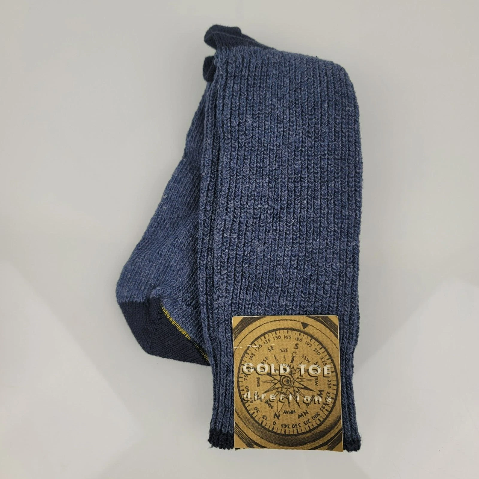 NOS Men Gold Toe Cotton Directions Socks Blue Vintage USA made 10-13 NEW