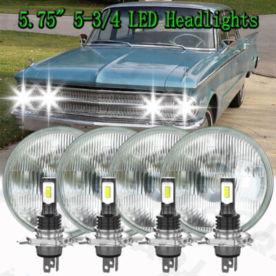 4PCS 5.75'' Round LED Headlights Hi/Lo for Mercury Cougar 1967-76 Monterey CometA