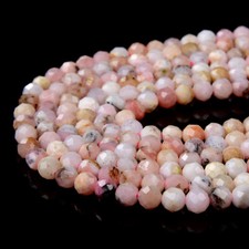 4MM Pink Opal Gemstone Grd AA Micro Faceted Round 15.5 inch 80009279-P25