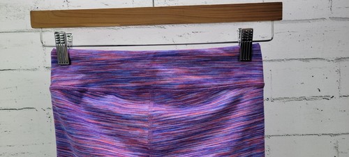 Athleta Girls Chit Chat Capri Leggings Size L 12 Multi Purple Spacedye - Picture 7 of 12