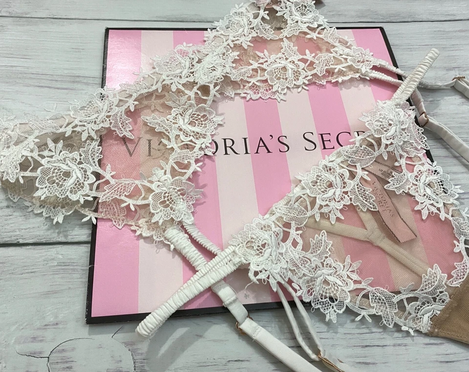 Victoria Secret LUXE DREAM ANGELS Liguero Bordado + Conjunto de Panty Tanga en V Foto 2 de 4