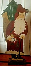 Santa Claus Folk Art Display Wooden Hand Painted Standing