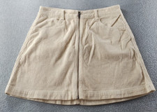 American Eagle Women's Skirt Size 6 Cream Corduroy Super Hi-Rise A-Line Full Zip