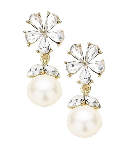 Araña De Chapado en Oro Blanco Pendientes de Moda Blanco