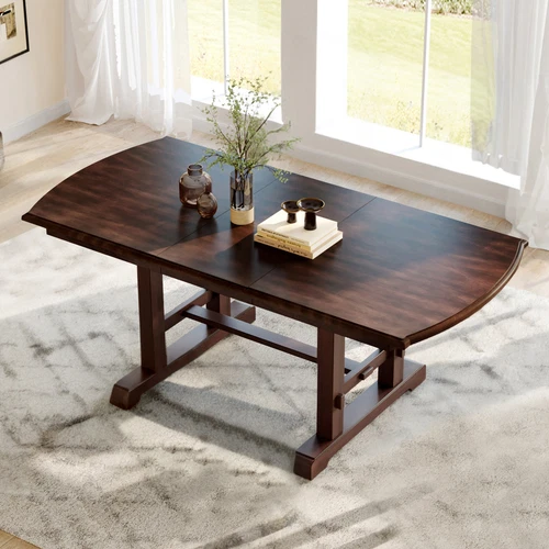 60"-78" Extendable Dining Table,Farmhouse Wooden Kitchen Table w/Removable
