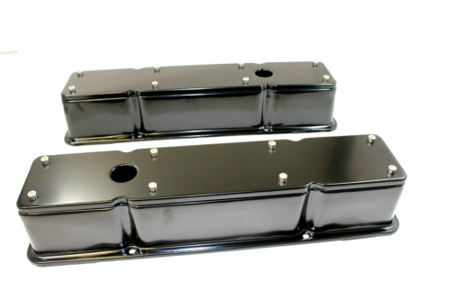 SB Chevy 2-Piece Tall Valve Cover SBC 283 327 350 383 400 Removable Top Black - Picture 3 of 3