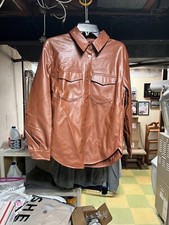 Chocolate Usa Brown Faux Leather Shacket Size Medium