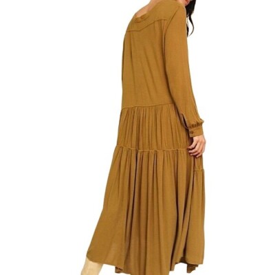 evening long dresses 2017 Flowing Dropped Waist Maxi Dress - Cream
