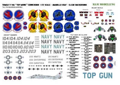 1:72 Decals for ''Top Movie'' F-14A Tomcat Conversion (F-14 VF-1 VF-213 VFA-213)