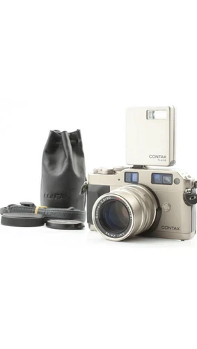 Contax G1 With 90mm Lens And Flash