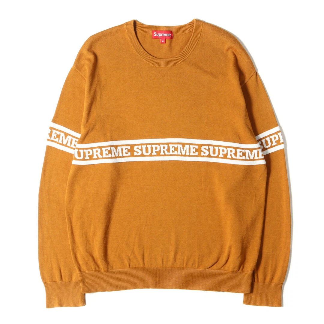 Tricot Supreme Taille : Haut coton rayé logo M (Logo Top) pull doré occasion BEEG 0