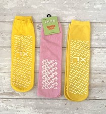 Fuzzy Winter Grippy Socks Bundle 3 Pair Yellow Pink Crew High Socks NEW