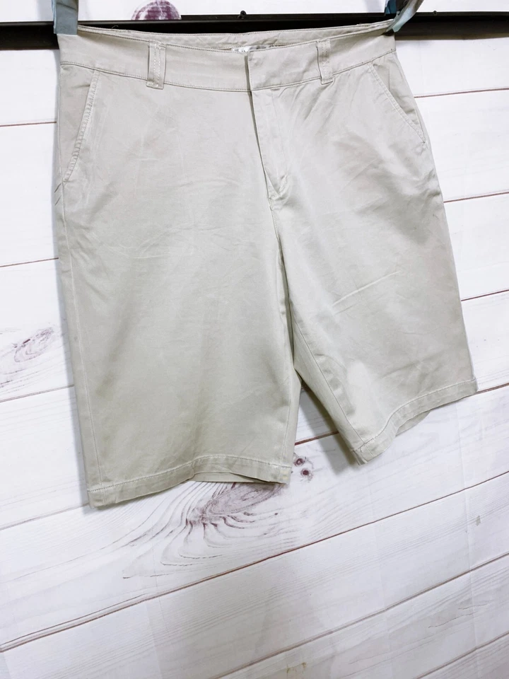 Pantalones Cortos Coldwater Creek Mujer Talla 14 Caqui Frente Plano Bolsillos de tiro alto Foto 2 de 4