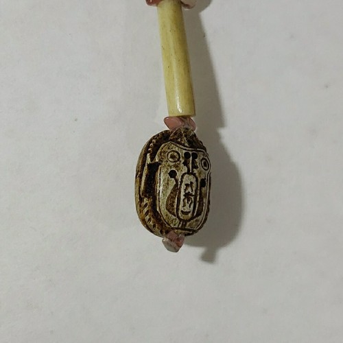 Collana Vintage Nativi Americani Pietra Rosa Osso Perline Pendente - Foto 2 di 7