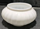 Low Profile Pleated Vintage Milk White Glass Planter Bowl Vase